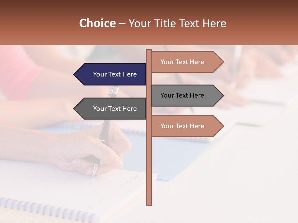 A Group Of People Sitting At A Table Writing On Notebooks PowerPoint Template