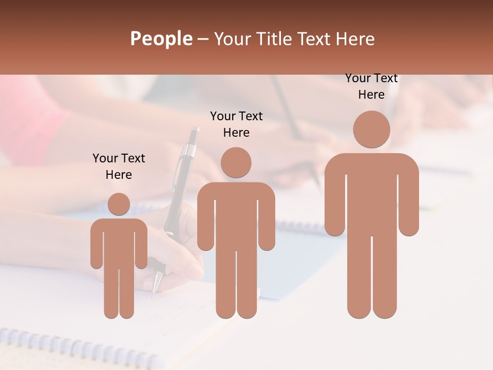 A Group Of People Sitting At A Table Writing On Notebooks PowerPoint Template