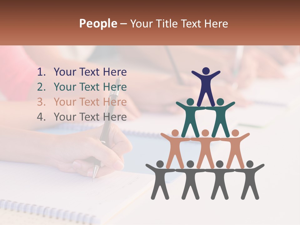 A Group Of People Sitting At A Table Writing On Notebooks PowerPoint Template