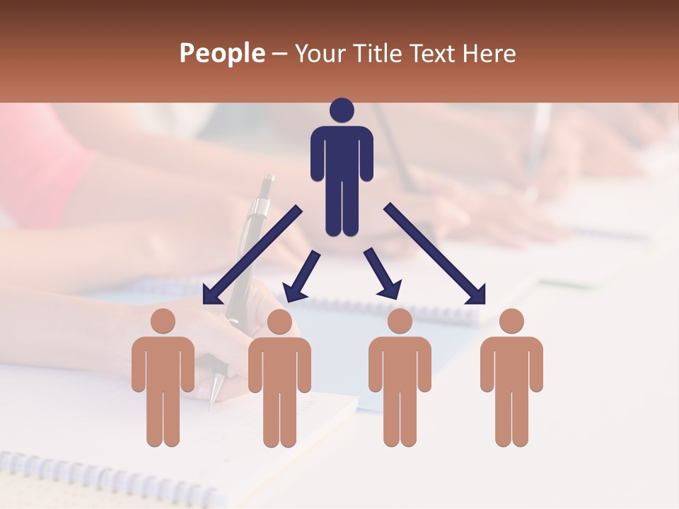 A Group Of People Sitting At A Table Writing On Notebooks PowerPoint Template