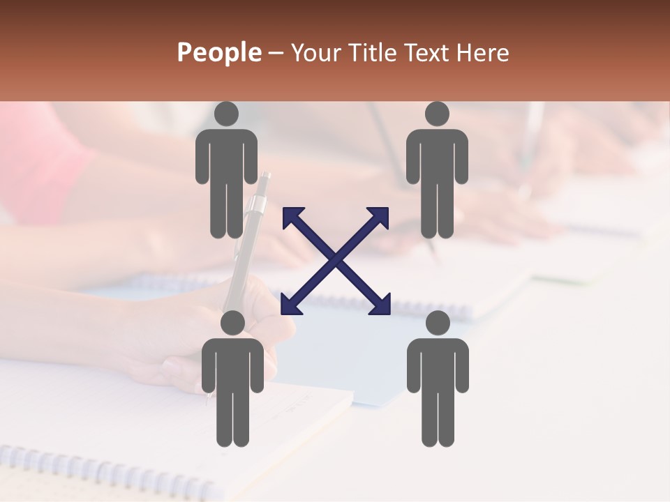 A Group Of People Sitting At A Table Writing On Notebooks PowerPoint Template