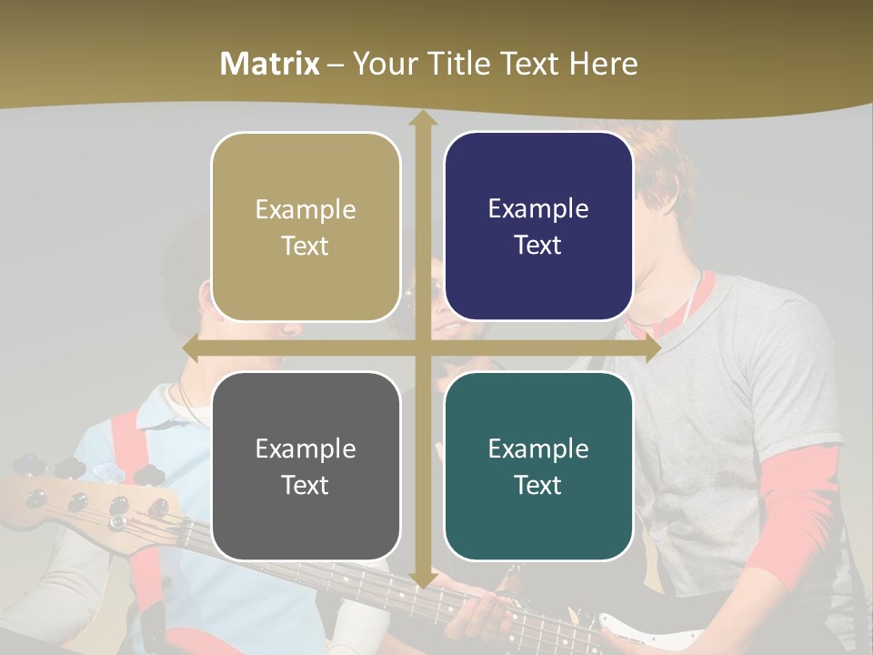 A Group Of Young Men Standing Next To Each Other Holding Guitars PowerPoint Template