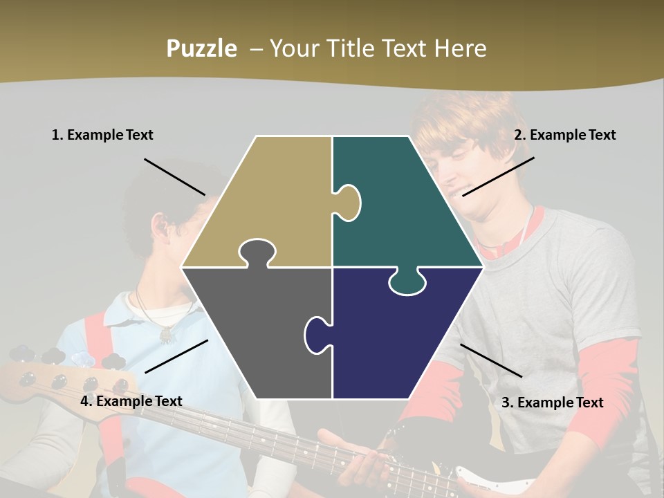 A Group Of Young Men Standing Next To Each Other Holding Guitars PowerPoint Template