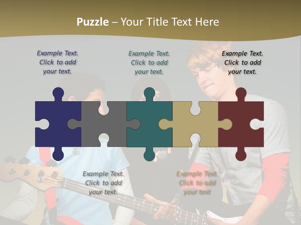 A Group Of Young Men Standing Next To Each Other Holding Guitars PowerPoint Template