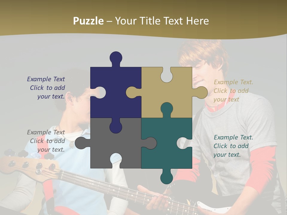 A Group Of Young Men Standing Next To Each Other Holding Guitars PowerPoint Template