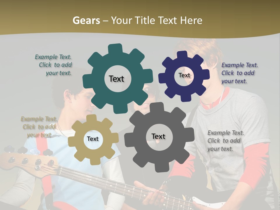 A Group Of Young Men Standing Next To Each Other Holding Guitars PowerPoint Template