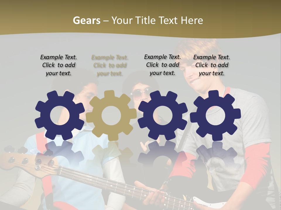 A Group Of Young Men Standing Next To Each Other Holding Guitars PowerPoint Template