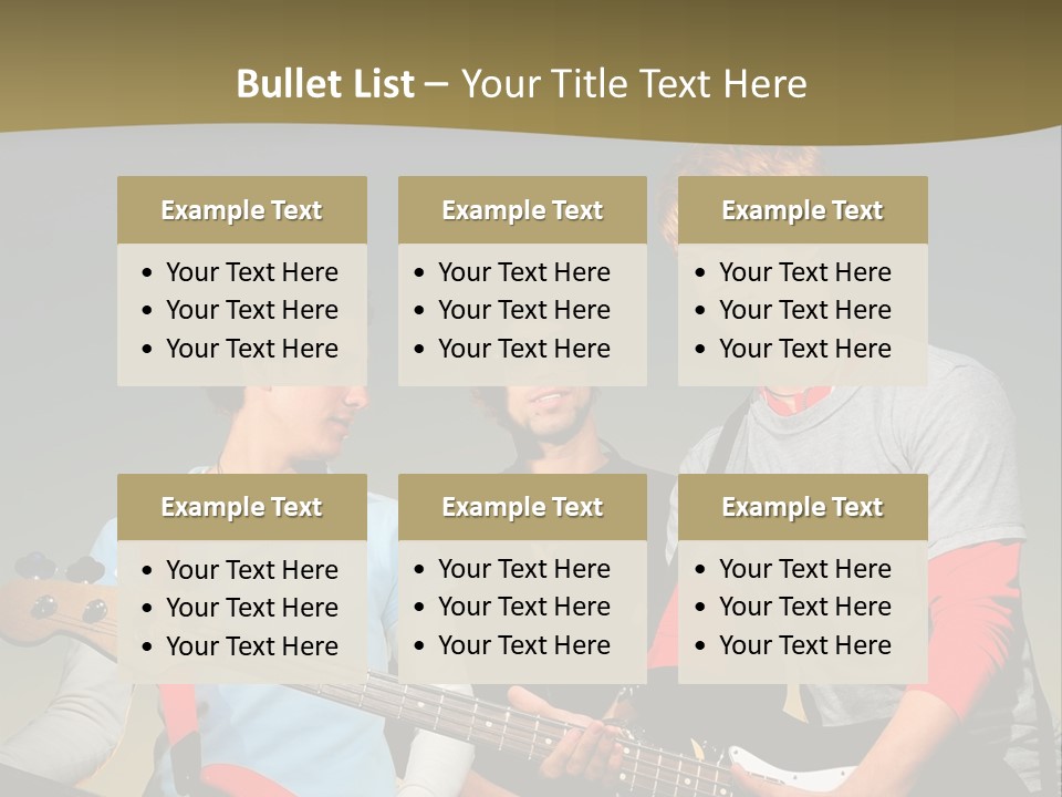 A Group Of Young Men Standing Next To Each Other Holding Guitars PowerPoint Template