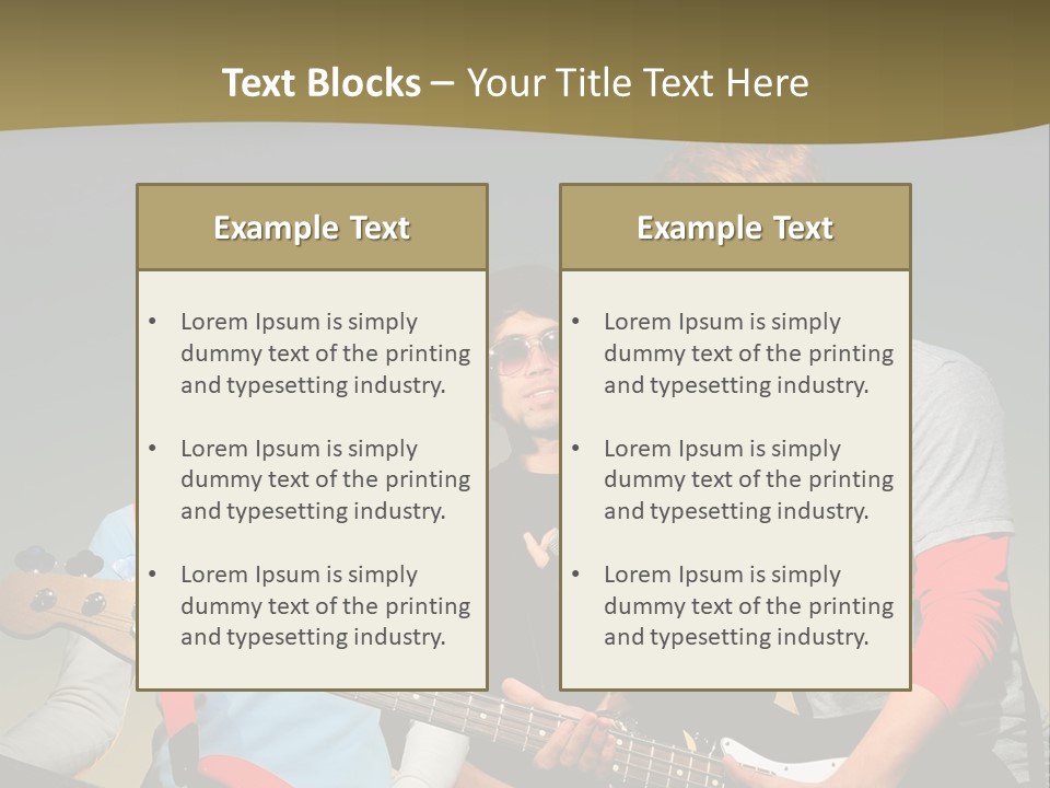 A Group Of Young Men Standing Next To Each Other Holding Guitars PowerPoint Template