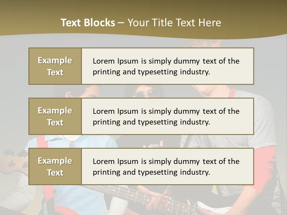 A Group Of Young Men Standing Next To Each Other Holding Guitars PowerPoint Template