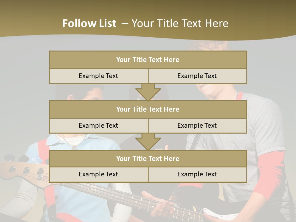 A Group Of Young Men Standing Next To Each Other Holding Guitars PowerPoint Template
