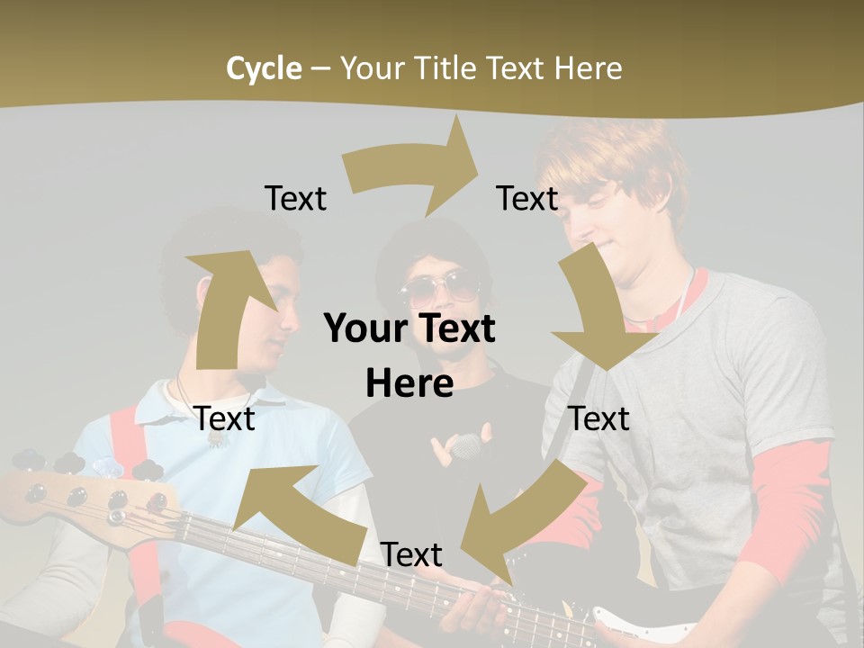 A Group Of Young Men Standing Next To Each Other Holding Guitars PowerPoint Template