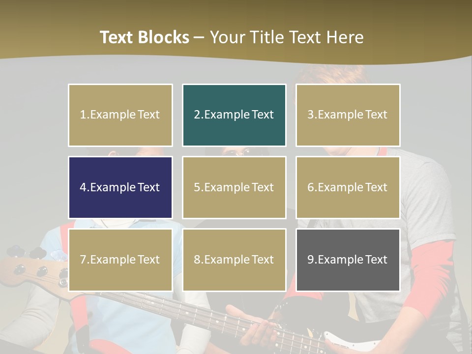 A Group Of Young Men Standing Next To Each Other Holding Guitars PowerPoint Template