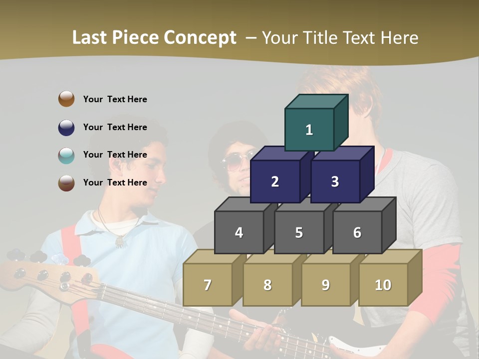 A Group Of Young Men Standing Next To Each Other Holding Guitars PowerPoint Template