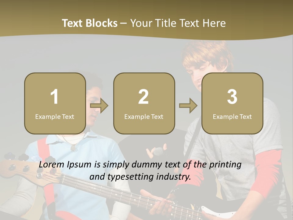 A Group Of Young Men Standing Next To Each Other Holding Guitars PowerPoint Template