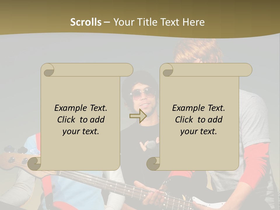 A Group Of Young Men Standing Next To Each Other Holding Guitars PowerPoint Template