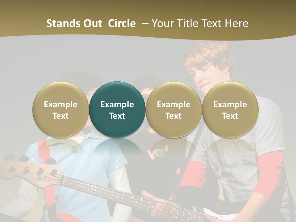 A Group Of Young Men Standing Next To Each Other Holding Guitars PowerPoint Template