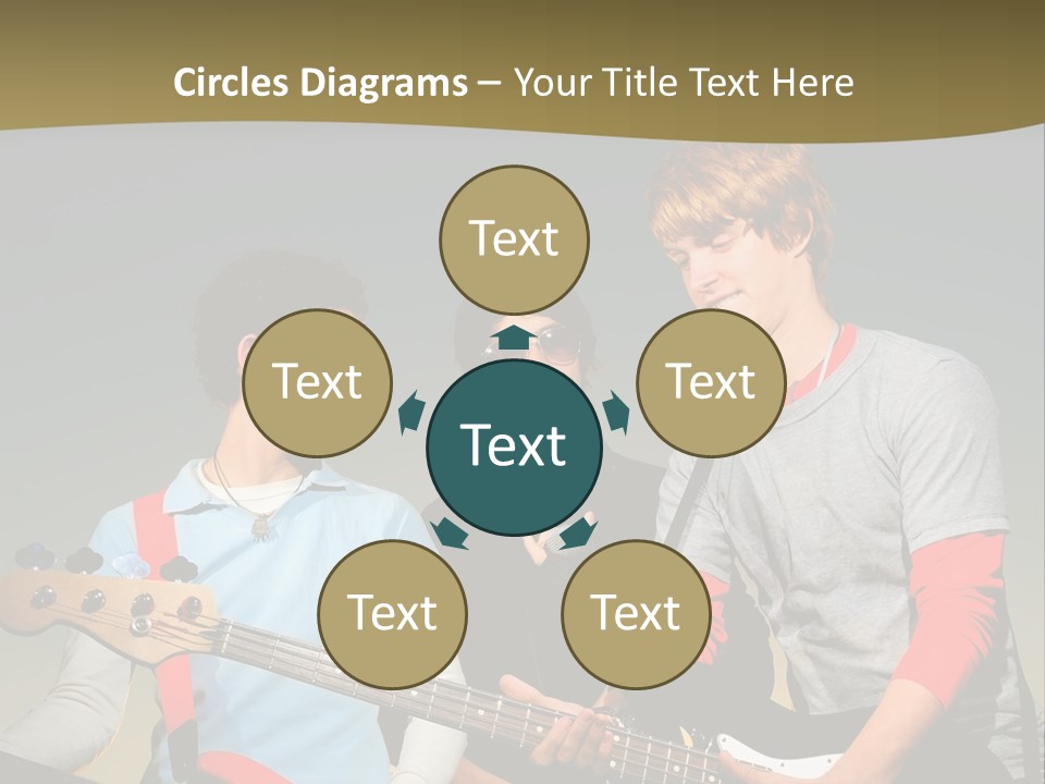 A Group Of Young Men Standing Next To Each Other Holding Guitars PowerPoint Template