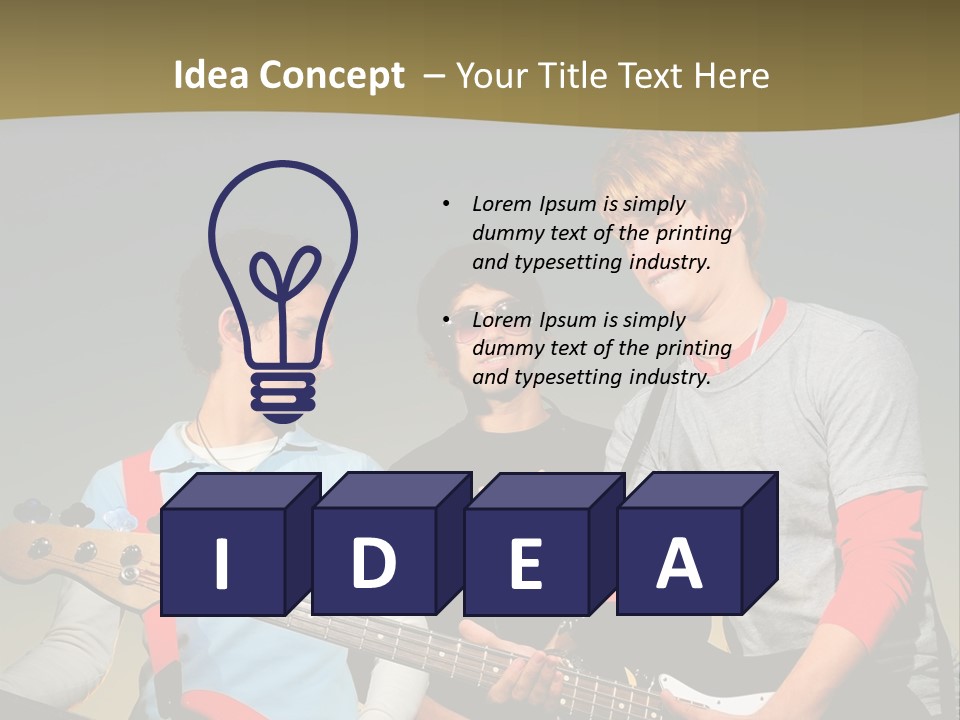 A Group Of Young Men Standing Next To Each Other Holding Guitars PowerPoint Template