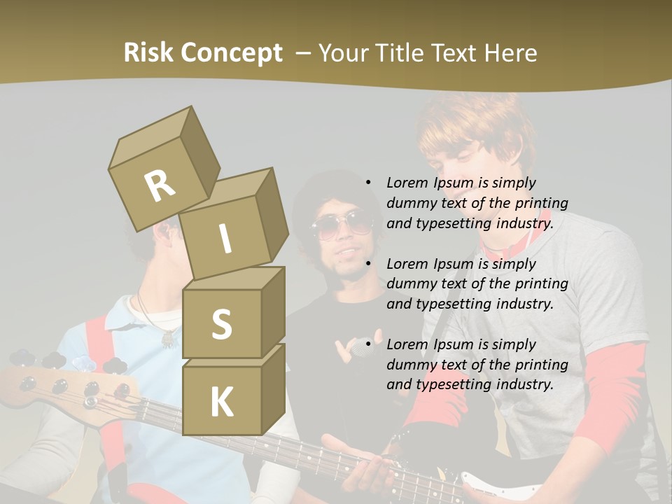 A Group Of Young Men Standing Next To Each Other Holding Guitars PowerPoint Template