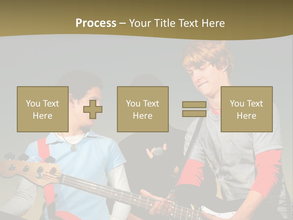 A Group Of Young Men Standing Next To Each Other Holding Guitars PowerPoint Template
