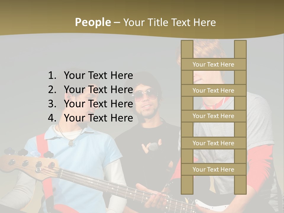 A Group Of Young Men Standing Next To Each Other Holding Guitars PowerPoint Template