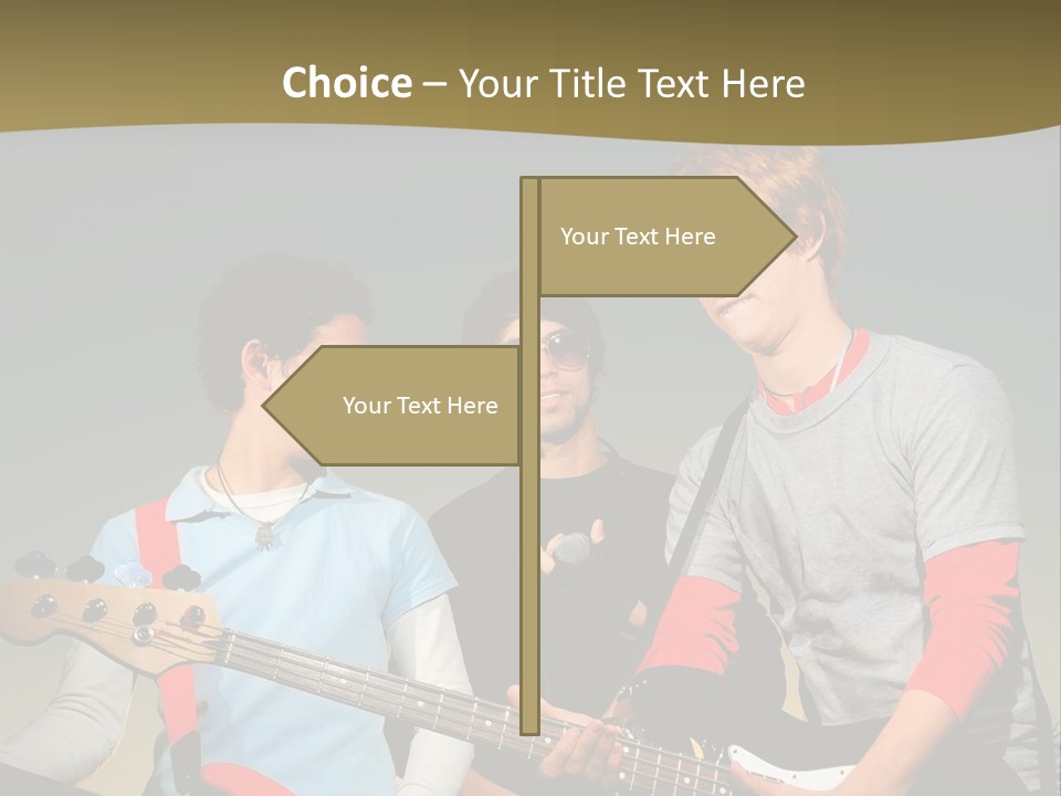 A Group Of Young Men Standing Next To Each Other Holding Guitars PowerPoint Template