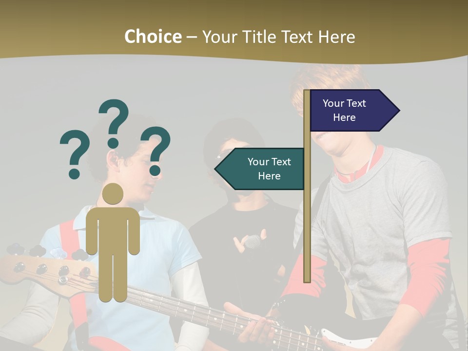 A Group Of Young Men Standing Next To Each Other Holding Guitars PowerPoint Template