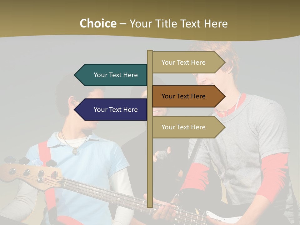 A Group Of Young Men Standing Next To Each Other Holding Guitars PowerPoint Template