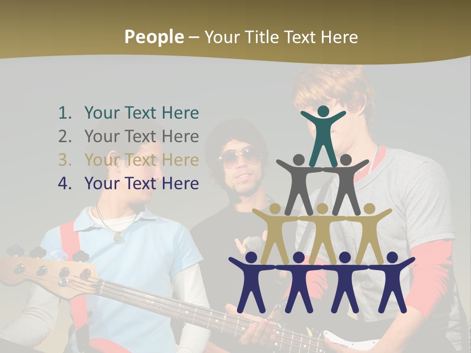 A Group Of Young Men Standing Next To Each Other Holding Guitars PowerPoint Template