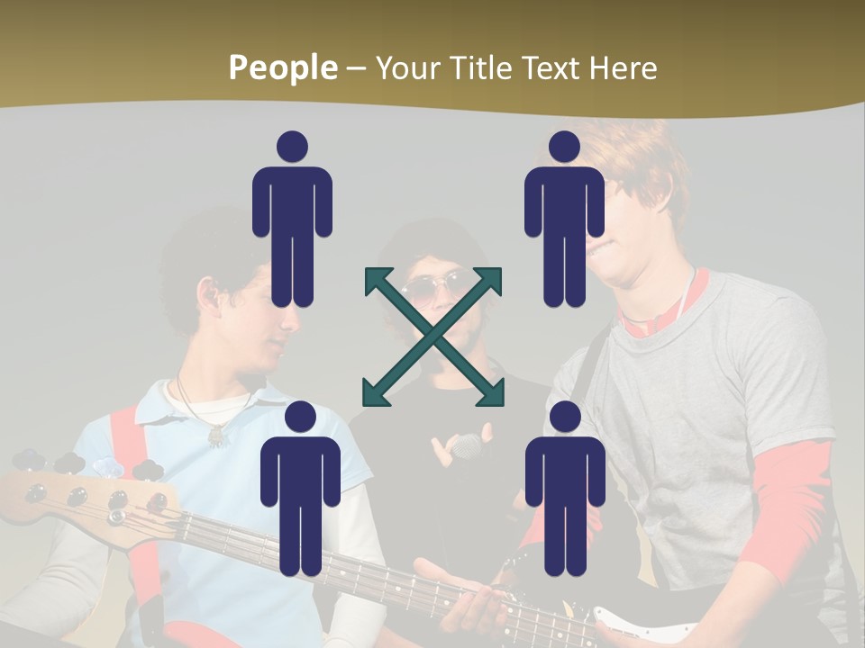 A Group Of Young Men Standing Next To Each Other Holding Guitars PowerPoint Template