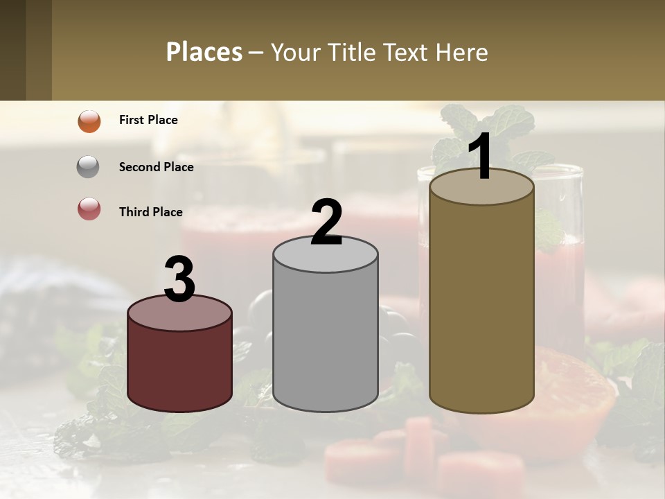 A Table Topped With Glasses Of Juice And Fruit PowerPoint Template