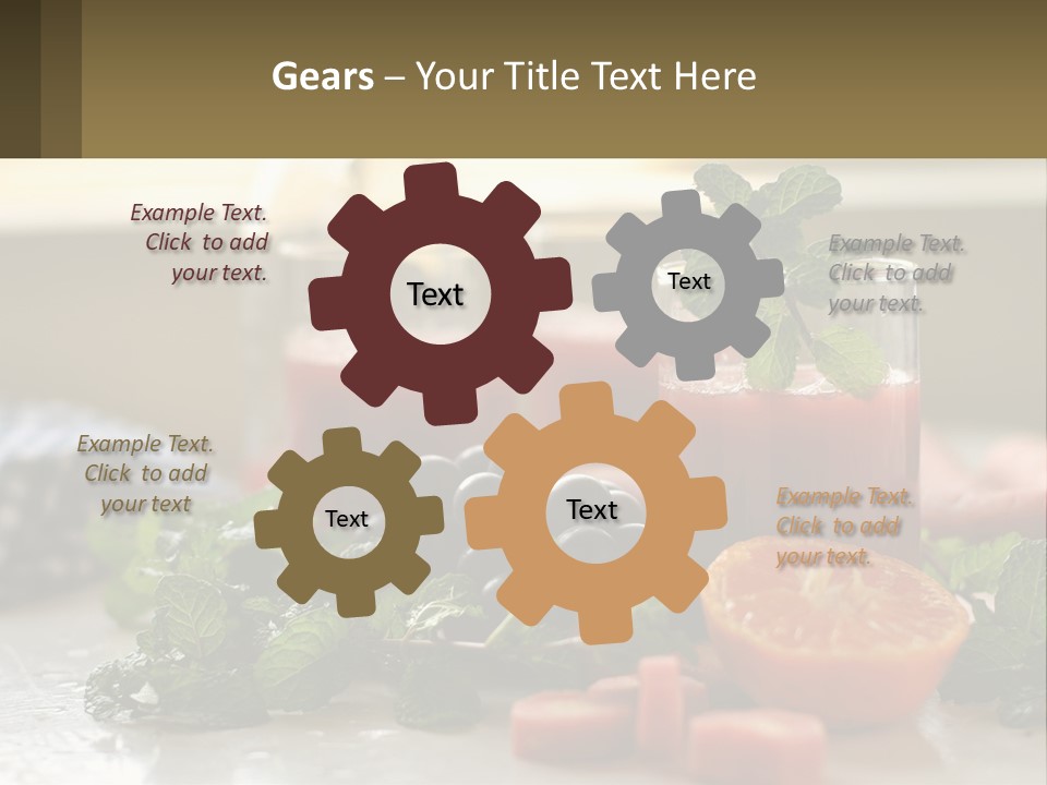 A Table Topped With Glasses Of Juice And Fruit PowerPoint Template