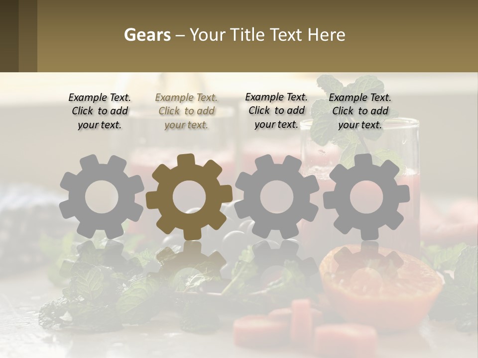 A Table Topped With Glasses Of Juice And Fruit PowerPoint Template