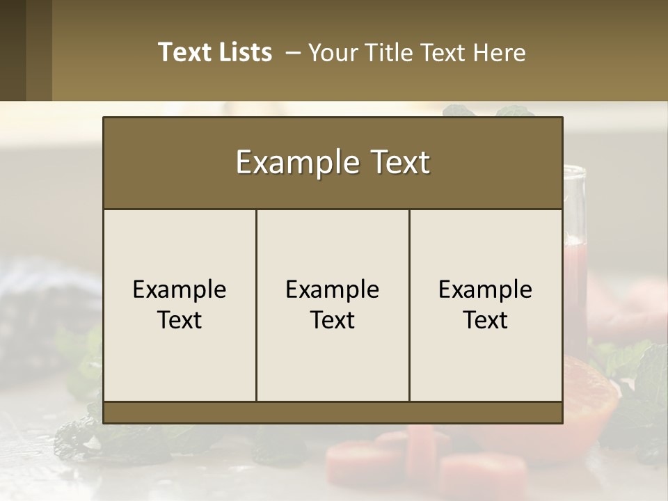 A Table Topped With Glasses Of Juice And Fruit PowerPoint Template