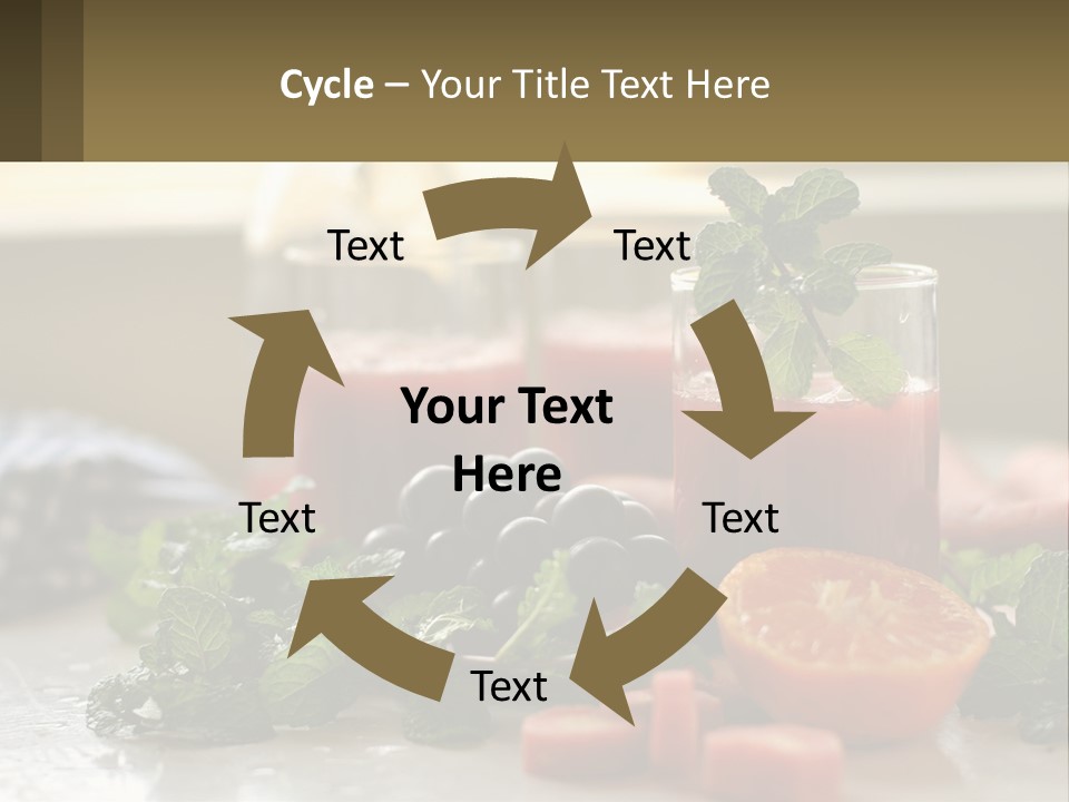 A Table Topped With Glasses Of Juice And Fruit PowerPoint Template