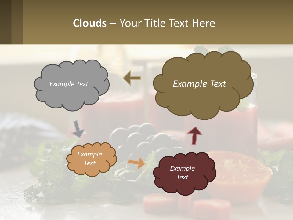 A Table Topped With Glasses Of Juice And Fruit PowerPoint Template