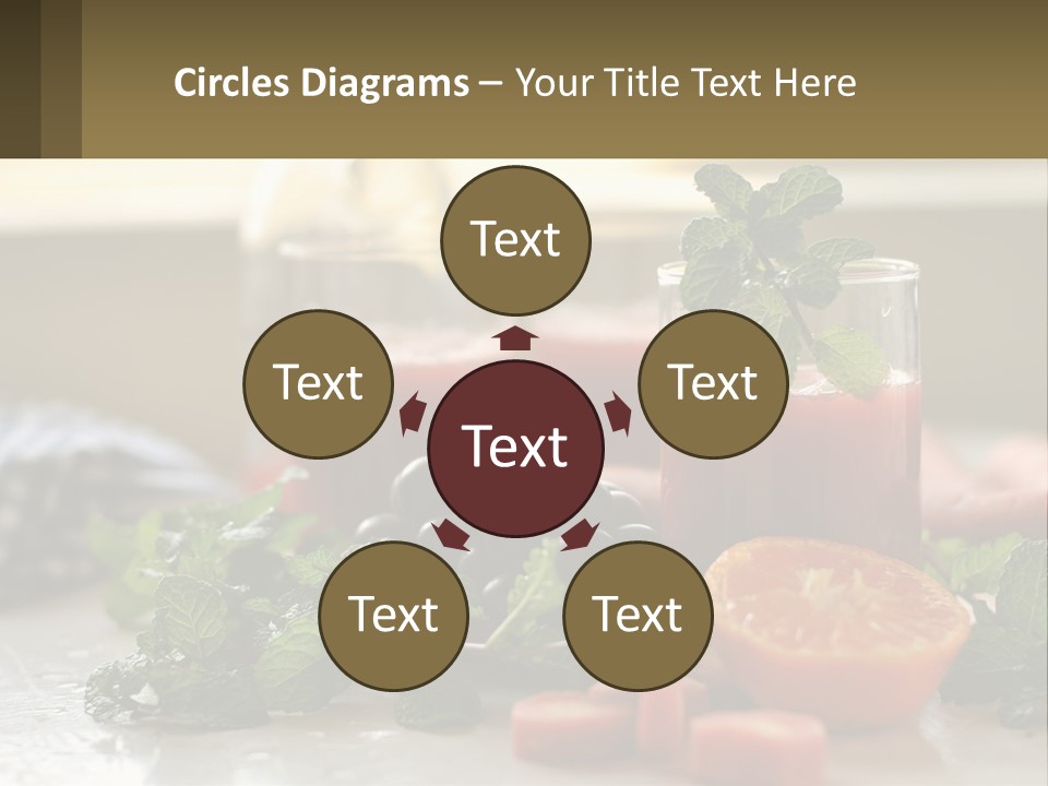 A Table Topped With Glasses Of Juice And Fruit PowerPoint Template