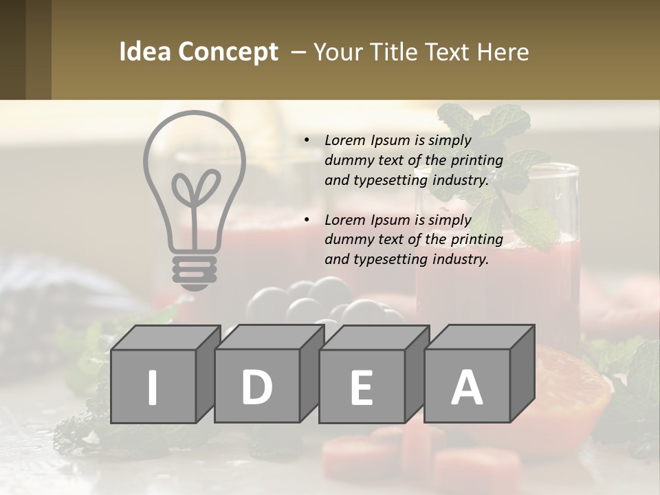 A Table Topped With Glasses Of Juice And Fruit PowerPoint Template