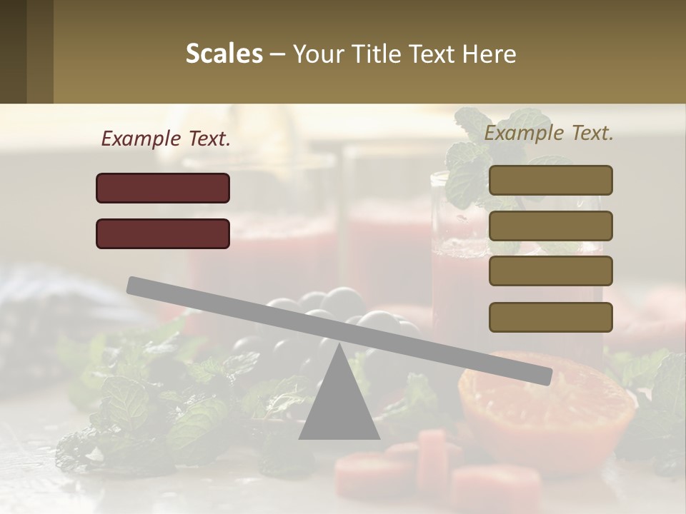 A Table Topped With Glasses Of Juice And Fruit PowerPoint Template