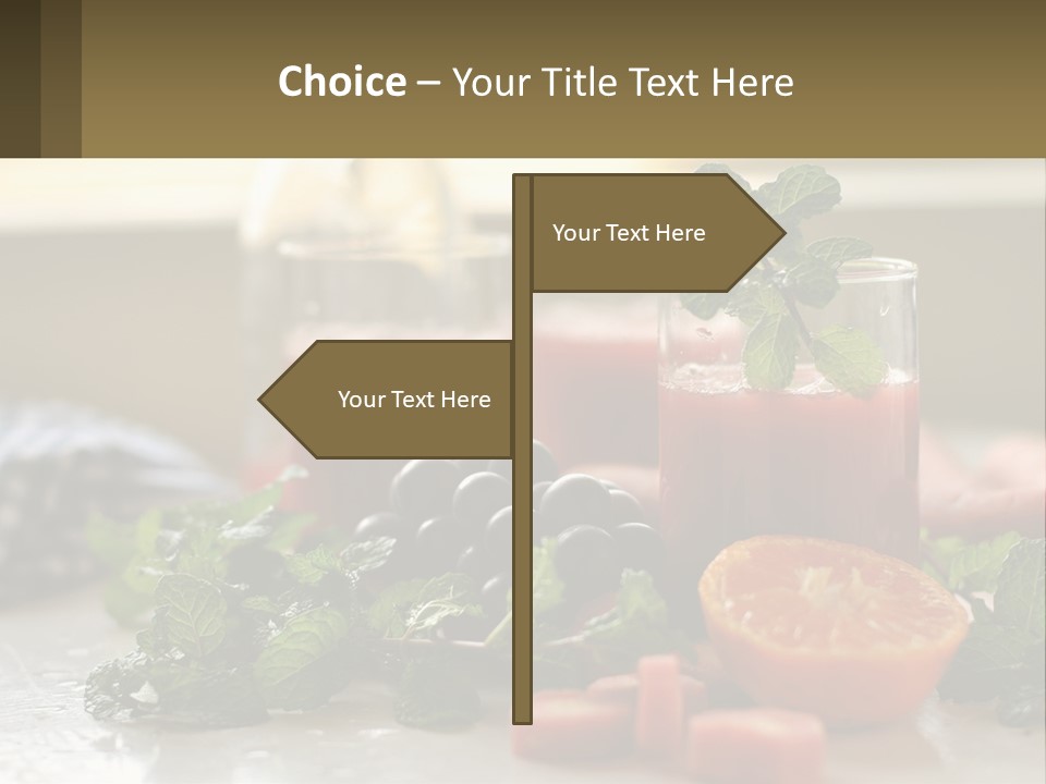 A Table Topped With Glasses Of Juice And Fruit PowerPoint Template
