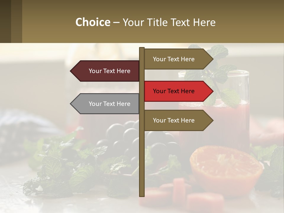 A Table Topped With Glasses Of Juice And Fruit PowerPoint Template