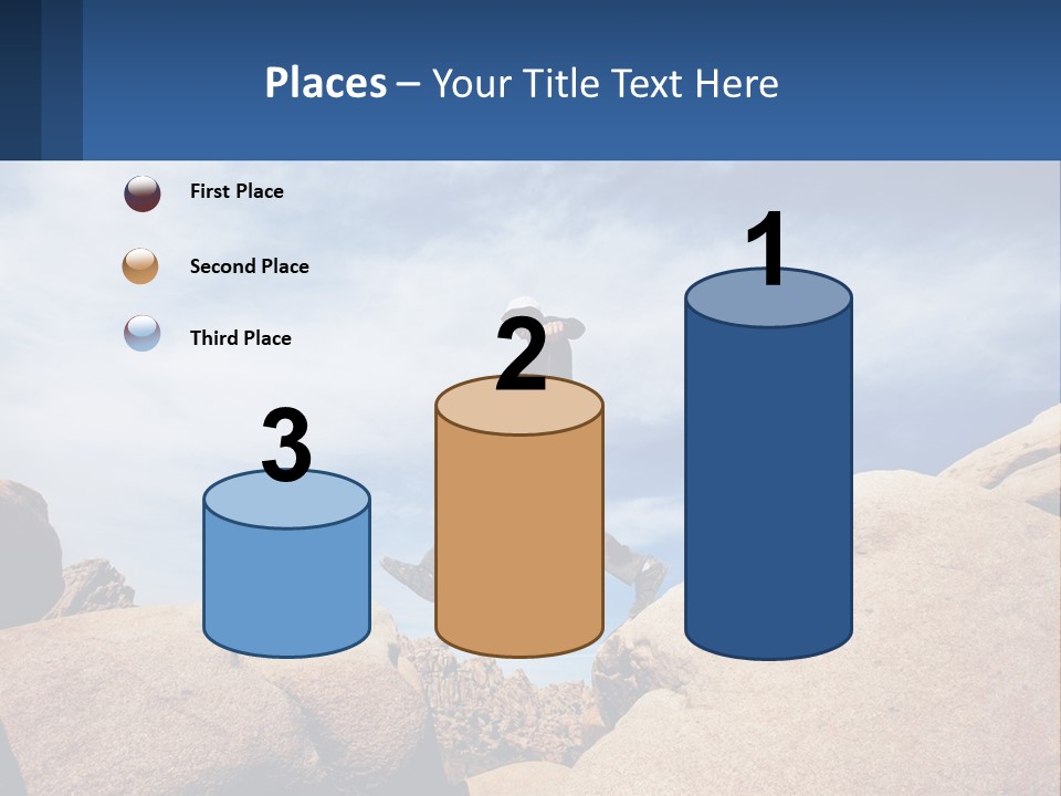 A Man Jumping Over A Large Rock On A Sunny Day PowerPoint Template