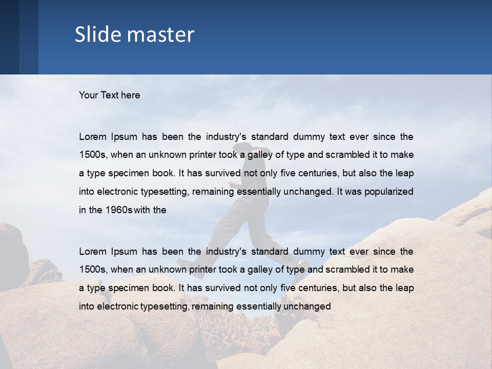 A Man Jumping Over A Large Rock On A Sunny Day PowerPoint Template