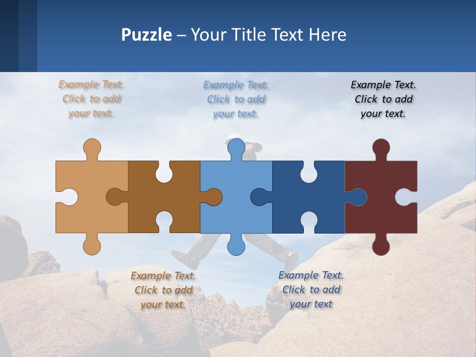 A Man Jumping Over A Large Rock On A Sunny Day PowerPoint Template