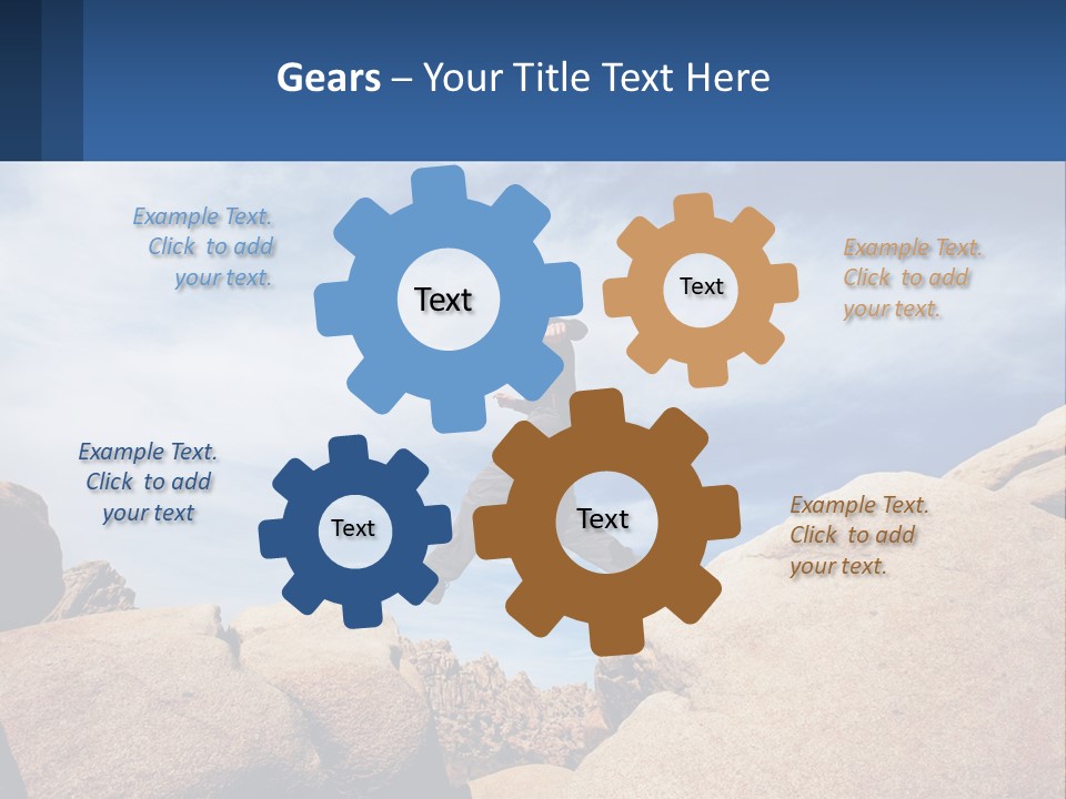 A Man Jumping Over A Large Rock On A Sunny Day PowerPoint Template