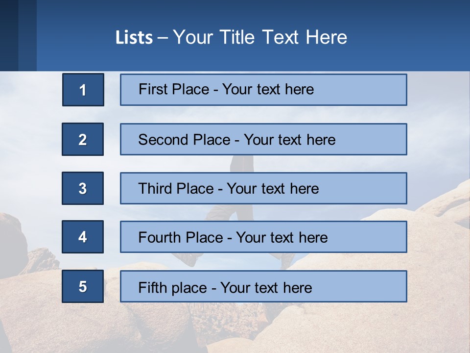 A Man Jumping Over A Large Rock On A Sunny Day PowerPoint Template