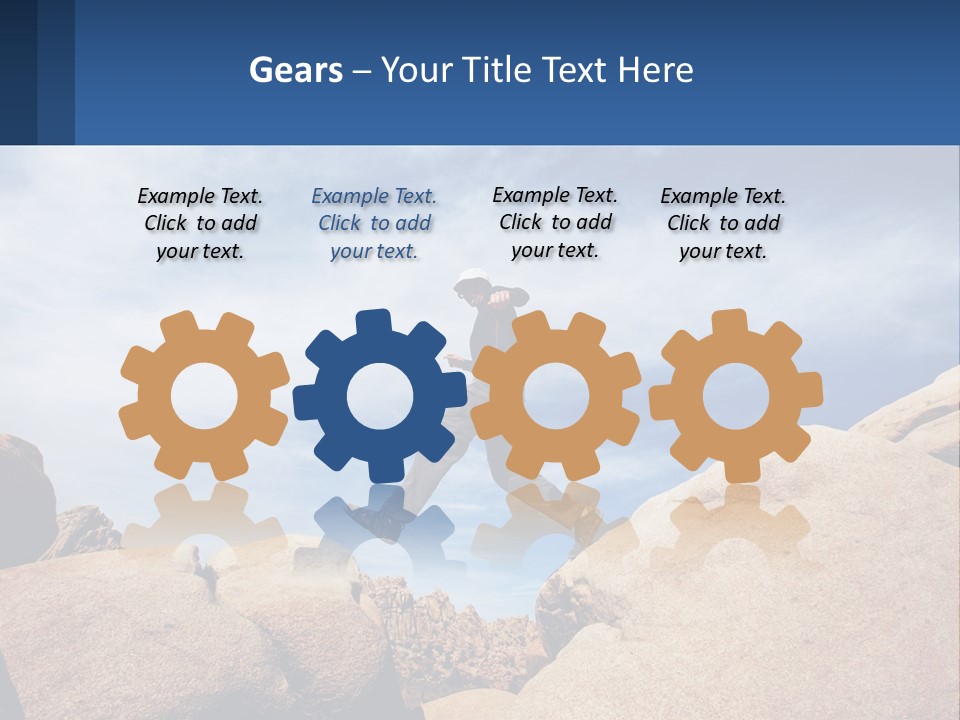 A Man Jumping Over A Large Rock On A Sunny Day PowerPoint Template