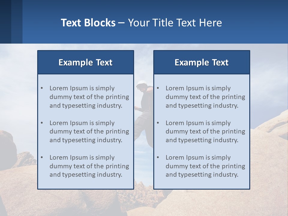 A Man Jumping Over A Large Rock On A Sunny Day PowerPoint Template