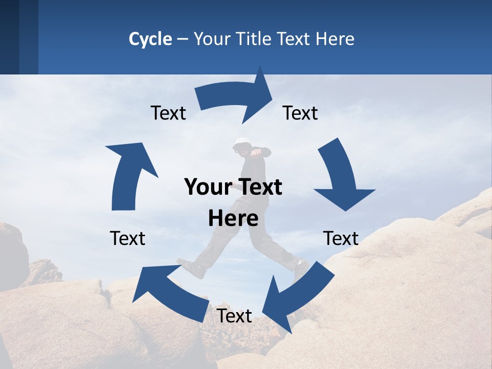 A Man Jumping Over A Large Rock On A Sunny Day PowerPoint Template